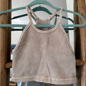 2 x FP Movement by Free People Cream/Black Ribbed Tank Top